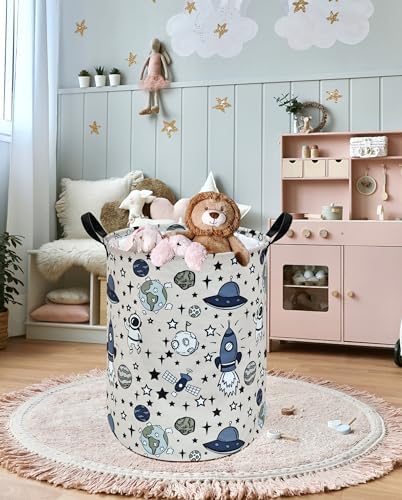 Round Laundry Basket Storage Bins Nursery Hamper Gift Baskets - Image 5
