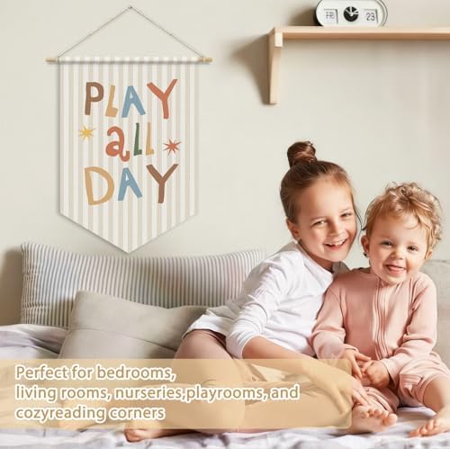 RTXLEZM Playroom Decor, Play All Day Wall Banner Pennants Flag - Image 3