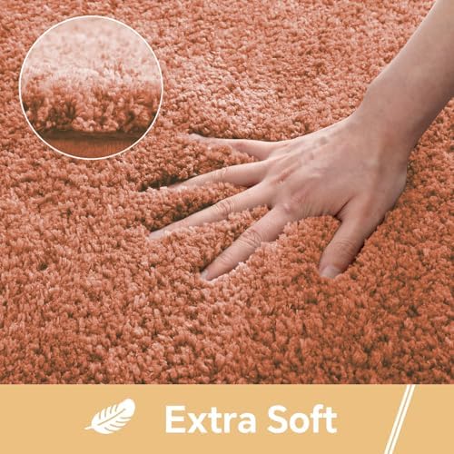 Polyester Bathroom Rug 40"x60" Rust, Large Soft Shaggy Bath Mat - Image 3