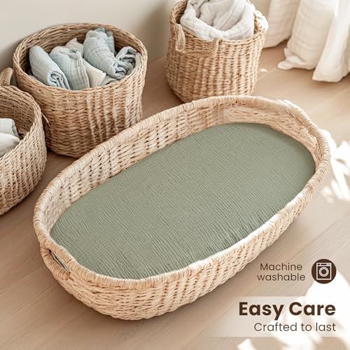 Konssy Muslin Bassinet Sheets for Baby Boys and Girls, 2 Pack - Image 5
