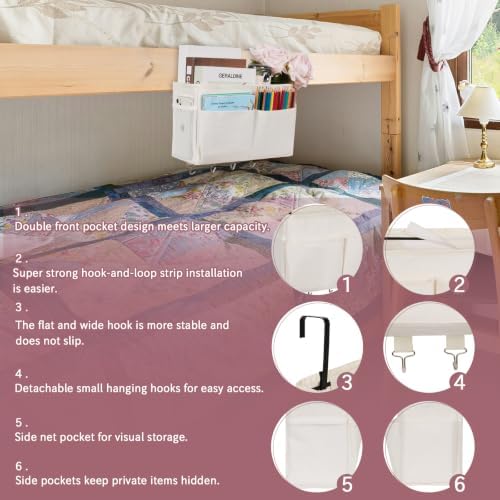 Bedside Caddy Organizer 5 Pockets and 4 Hooks - Image 5