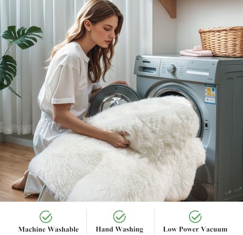 4x6 Cream White Fluffy Shag Rug - Image 5