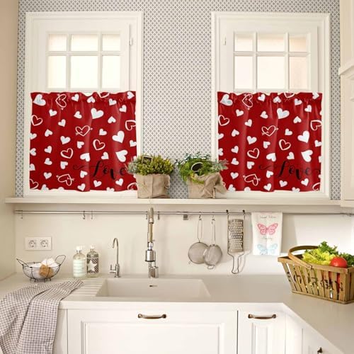 Vandarllin Red Valentine's Day Kitchen Curtains and Valances Set, Valentines - Image 3