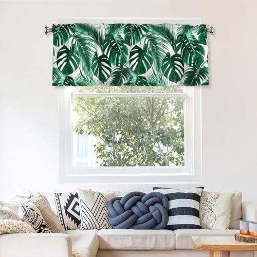 Tropical Palm Leaf Botanical Kitchen Window Valance 54x18 Inch - Image 7