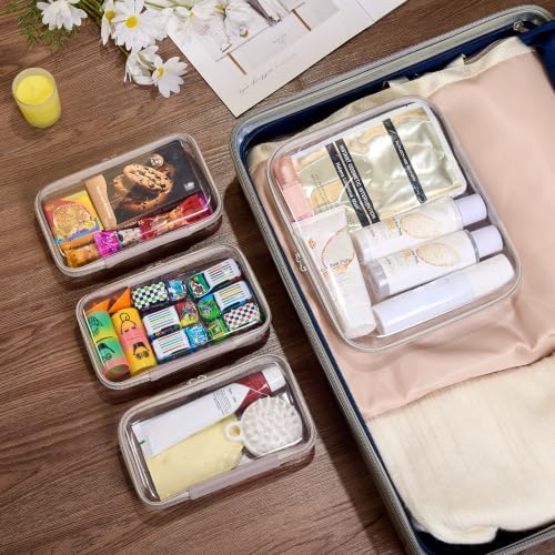 4 pcs Clear Zipper Pouches, Hard Shell Zipper Case, Toiletry Bag - Image 6