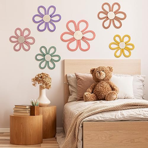 Barydat 6 Pcs Boho Nursery Decor Daisy Flower Wall Decor - Image 3