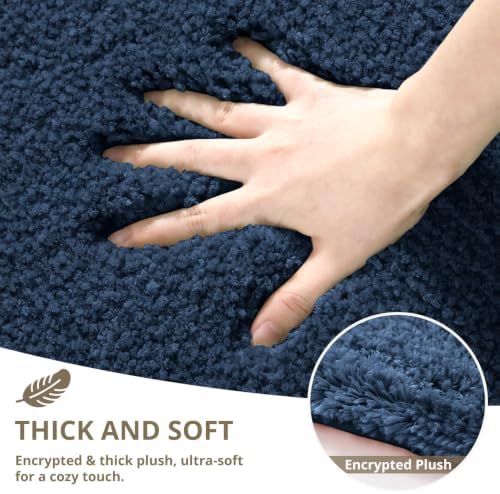 Polyester Bathroom Rug 40"x60" Navy Blue, Large Soft Bath Mat - Image 4