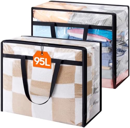 Lifewit 95L Clear Clothes Storage Bags, Plastic Foldable Blanket Storage Bag by Lifewit
