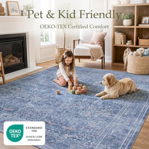 JOLLYVOGUE 8x10 Area Rugs for Living Room, Vintage Washable Rug - Image 3