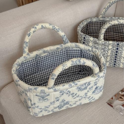 Small Storage Basket Organizer, Mini Fabric Floral Storage Baskets - Image 2
