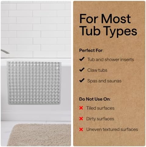 GORILLA GRIP Bath Tub Shower Mat, Bathtub Floor Liner, 35x16 Clear Gray - Image 5