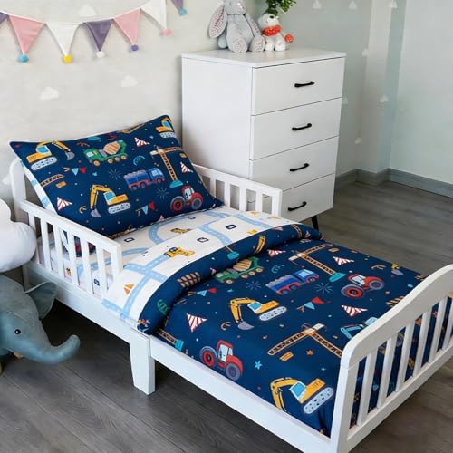 NTBED 4 Pieces Construction Truck Toddler Bedding Set by NTBED