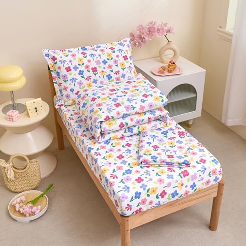 Caressma Colorful Floral Toddler Bedding Set 4 Pieces Kids Comforter Set - Image 4