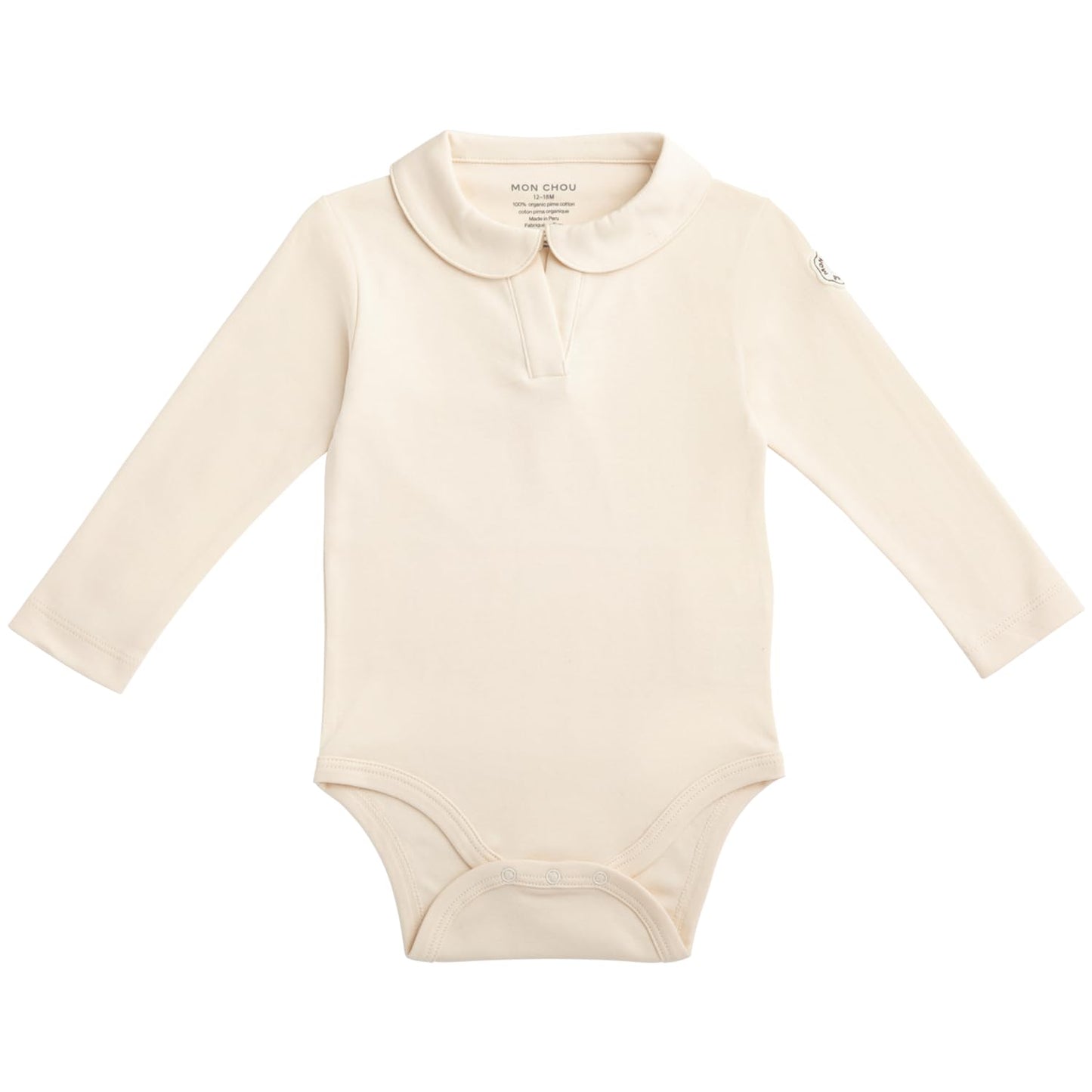 MON CHOU Premium Long Sleeve Bodysuit - Luxuriously Soft, 100% Pima Cotton Baby Bodysuit with Collar - Organic Cotton Baby Clothes (Ivory, 18-24 Months)