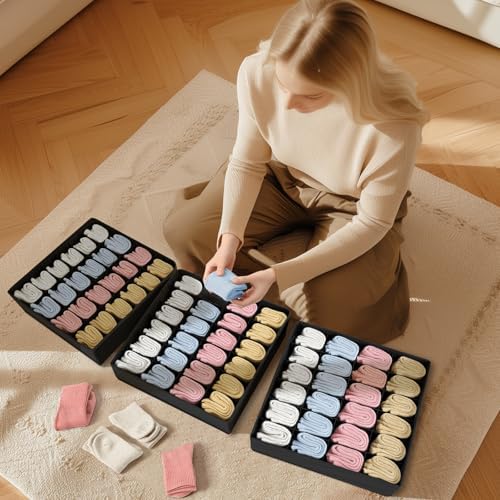 joyoldelf Sock Drawer Organizer Divider 2 Packs Underwear Organizer, 24 Cell - Image 3