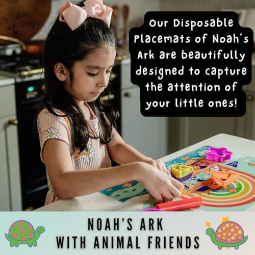 60 Kids Disposable Placemats for Baby | Noah’s Ark Disposable Placemats for - Image 2