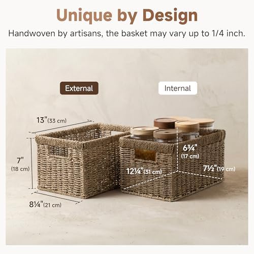 StorageWorks Wicker Baskets for Storage, Seagrass Storage Baskets - Image 3