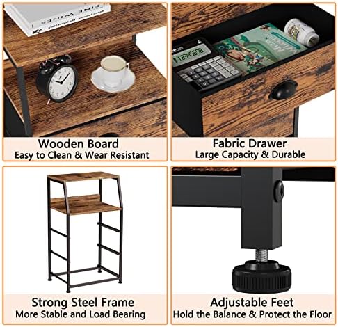 Furnulem Nightstand with 3 Fabric Drawers, Small Bedroom Storage Cabinet - Image 4