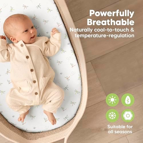 2-Pack Baby Bassinet Sheets Girl, 33x17 Bedside Sheets - Image 4