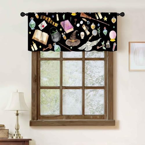 Witch Curtains Valance for Kids Room, Witchy Witchcraft Magic Book Mysterious - Image 2