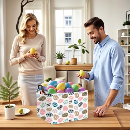 Large Cute Easter Basket for Kid Empty Gift Baby Rectangle Storage Bin Bunny - Image 6