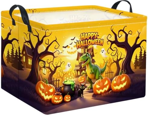 Rectangular Halloween Basket for Boys and Girls Kids Trick or Treat Pumpkin by HIYAGON