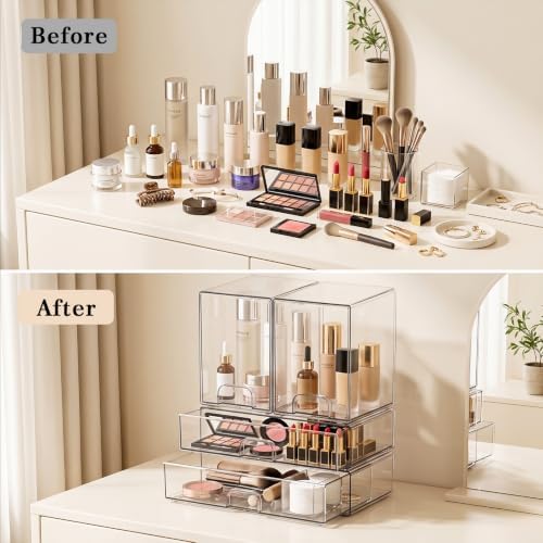 Clear Stackable Storage Drawers: Acrylic Organizer Bins 4 Pack - Image 7