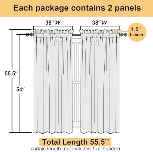 Lecloud Leia 2 Panels Sheer Chocolate Brown Curtain 54 Inch Length, Light - Image 5