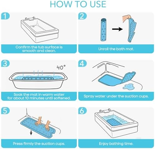 SHUCHING Baby Bath Mat for Tub Non Slip-40 X 16 Inch - Image 3