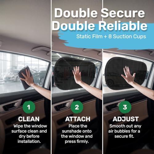 GENANY Black Car Side Window Sun Shades 2 Piece 21 x 14 Inch - Image 5