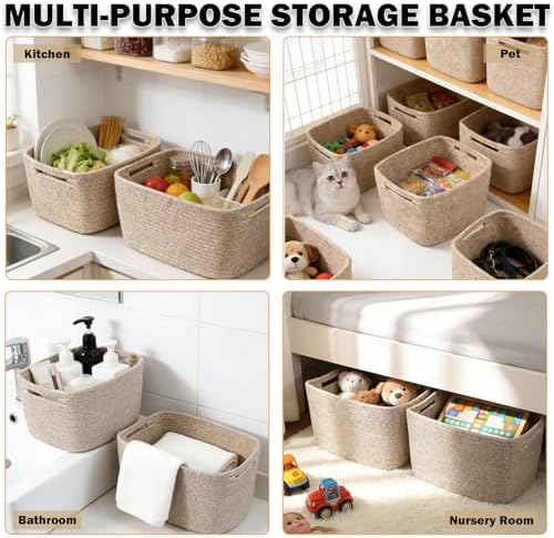 6 Pack Woven Rope Baskets, 12.6"×9"×7.8" Storage Bins - Image 6