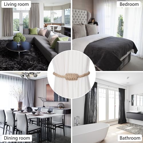 BEL AVENIR Magnetic Jute Curtain Tiebacks 6 Pack Hand-Woven Curtain Ties - Image 5