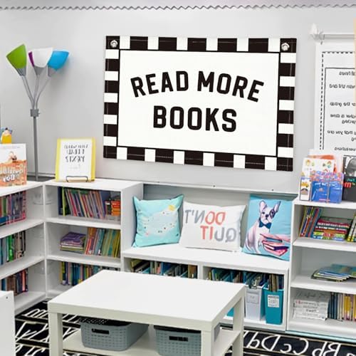 Lacama Checkered Classroom Decor Reading Nook Decor Read More Books Banner - Image 6