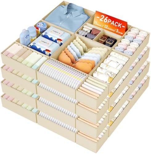 DIMJ Drawer Organizer Clothes, 26 Pack Dresser Organizer, Foldable Closet by DiMJ