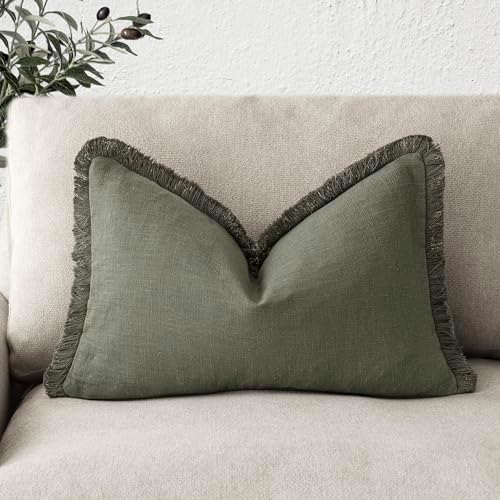 Foindtower Decorative Linen Fringe Lumbar Throw Pillow Covers Cozy Boho by Foindtower