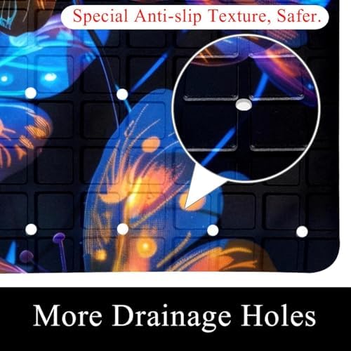 Bathtub Mat Non Slip 26.8x15.1 Inch, Glowing Butterflies Shower Mat - Image 2