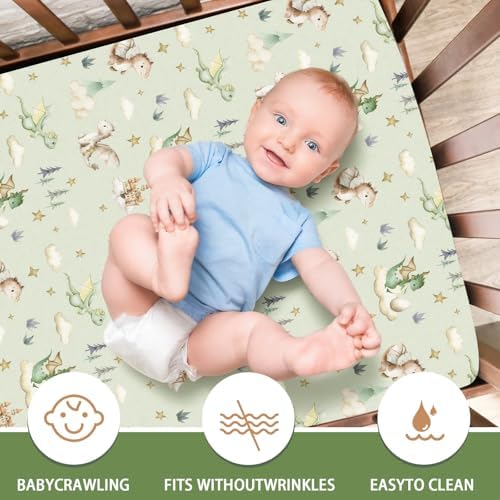 Peryiter 3 Pcs Watercolor Dragon Crib Sheet Set - Image 6