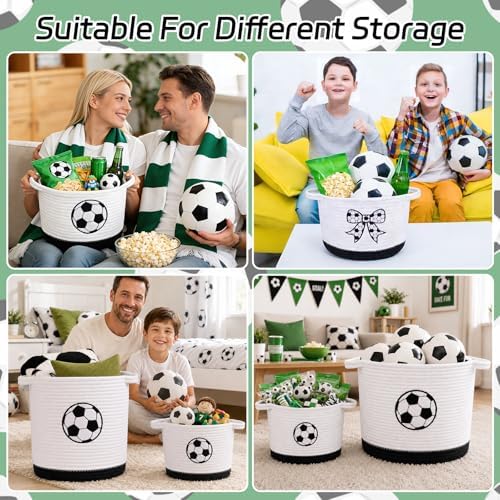 Large Soccer Woven Laundry Basket Hamper-Cotton Rope Storage Basket - Image 6