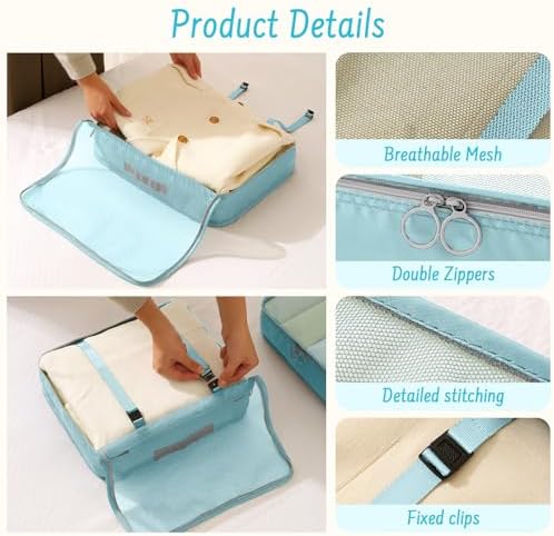 8 Set Packing Cubes for Travel Suitcase Organizer Bags Luggage Packing Cubes - Image 5