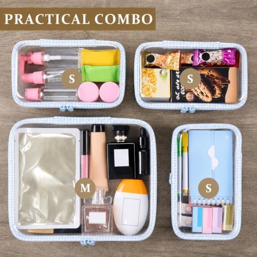 4 pcs Clear Zipper Pouches, Hard Shell Zipper Case, Toiletry Bag - Image 6