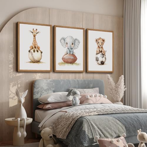 Sports Nursery Wall Art Baby Boys Room Canvas Pictures Safari Animal Wall Decor - Image 5
