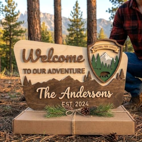 Personalized Adventure Nursery Name Sign, Custom Mountain Woodland Wall Decor - Image 3