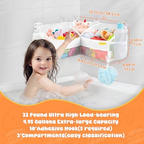 3 Compartments Bath Toy Storage Corner Bath Toy Holder - Image 3