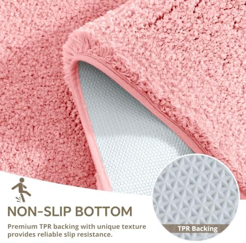 Polyester Bathroom Rug 24"x40" Pink, Non-Slip Soft Shaggy Bath Mat - Image 6