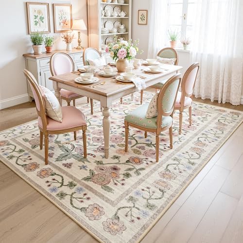 Maxsoft 5x7 Pink Floral Large Area Rug Modern - Image 5