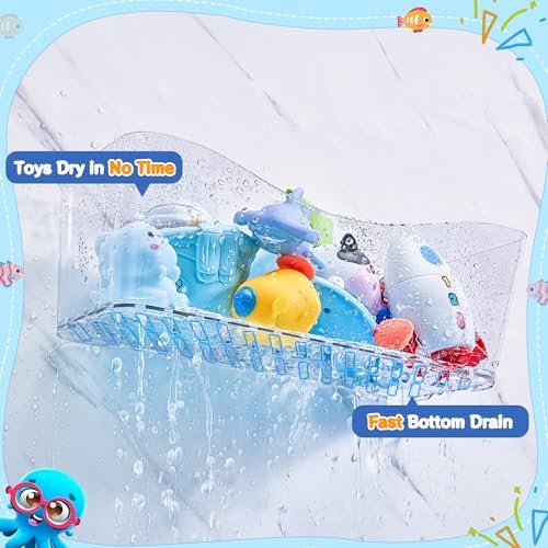 2-Pack Clear Bath Toy Storage Holder, 11.4"L x 5.3"W x 3.9"D - Image 5