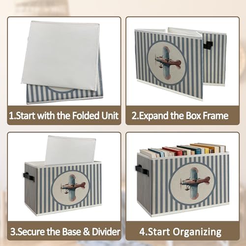 Vintage Airplane Nursery Foldable Storage Bins Box - Image 5