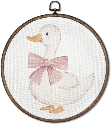 GWFSJYU Coquette Duck Framed Wall Art, Duck Nursery Decor, Cute Ducks Round by Unknown