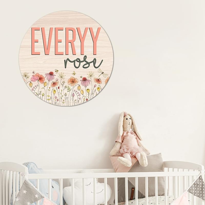 Personalized Wooden Round 3D Nursery Name Sign Boho Floral Pattern, Baby Name - Image 3