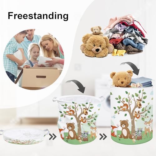 Forest Animals Laundry Hamper Woodland Tree Large Storage Basket Parents - Image 3